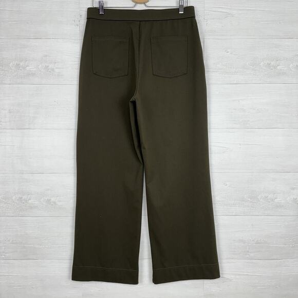Halara High Waisted Straight Leg Casual Pants Size L Olive Green Stretch Pockets - Picture 7 of 16